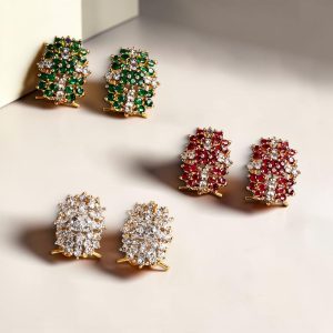 Blossom Luxe Stud Earrings – 24K Gold Plated Zirconia Designer Earrings