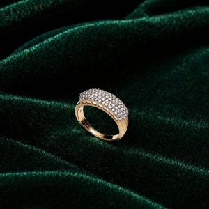 Emerald Royale 18K Gold Plated Two-Tone Zirconia Ring – Luxury Pavé Statement Ring