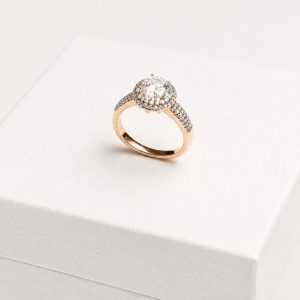 Aurora Halo Two-Tone Zirconia Ring – 18K Gold Plated Luxury Statement Ring