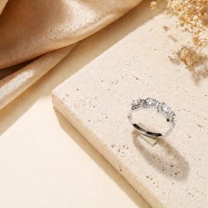 Celestial Spark Rhodium Plated Zirconia Ring – Elegant Women's Crystal Statement Ring