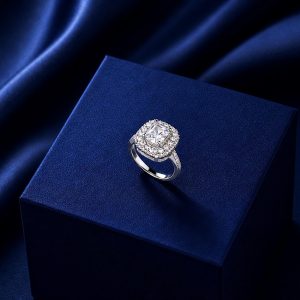 Celestial Crystal Glow Adjustable Ring – Rhodium Plated Zirconia Halo Ring