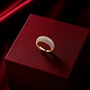 Royal Ember Luxe Two-Tone Ring – 18K Gold Plated Zirconia Statement Ring