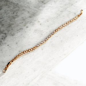 Celeste Link 18K Gold Plated Zirconia Two-Tone Finish Bracelet