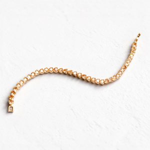Golden Heart Sparkle 18K Gold Plated Champagne Zirconia Bracelet