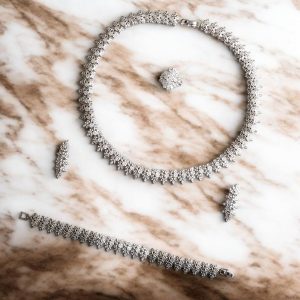 Imperial Snowflake Luxe Jewelry Set – Rhodium Plated AAA+ Zirconia Necklace with Earrings, Ring & Bracelet