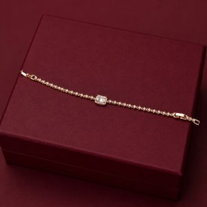 Royal Radiance 18K Gold Plated Emerald-Cut Zirconia Bracelet
