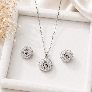 Imperial Signature Rhodium Plated AAA Zirconia Pendant Set