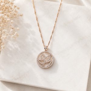 Celestial Harmony 18K Gold Plated Zirconia Circle Pendant