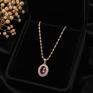 Imperial Amethyst Glow 18K Gold Plated Zirconia Pendant