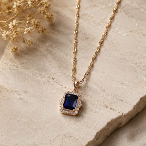Royal Sapphire Aura 18K Gold Plated Blue Zirconia Pendant