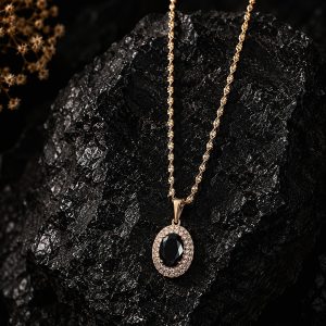 Noir Eclipse 18K Gold Plated Black Zirconia Halo Pendant