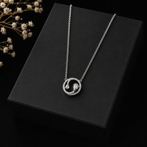Celestial Harmony Rhodium Plated Zirconia Infinity Circle Pendant