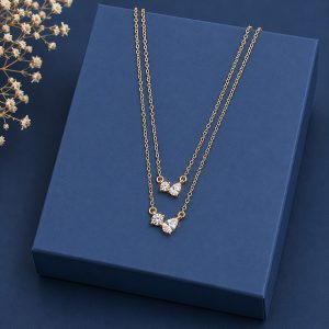 Twin Radiance 18K Gold Plated Dual Zirconia Drop Pendant
