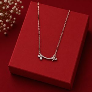 Eternal Bloom 18K Gold Plated Zirconia Floral Curve Pendant