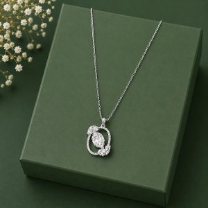 Crystal Blossom Rhodium Plated Zirconia Floral Halo Pendant