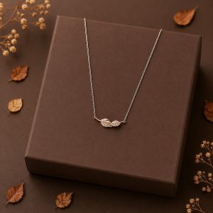 Golden Infinity Leaf 18K Gold Plated Zirconia Pendant