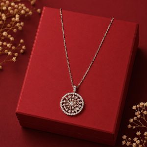 Celestial Radiance 18K Gold Plated Zirconia Halo Pendant