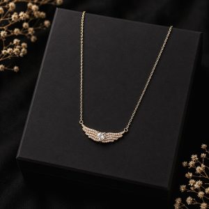 Celestial Guardian Wings 18K Gold Plated Zirconia Pendant
