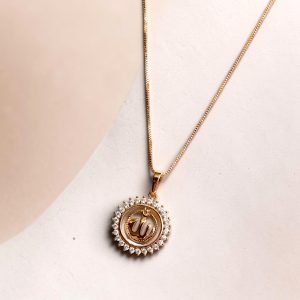 18K Gold Plated Zirconia Allah Pendant