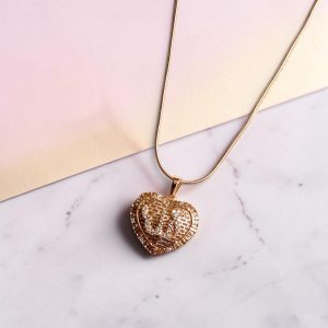 18K Gold Plated Allah Heart Pendant  – Luxury Islamic Zirconia Pendant