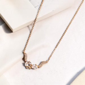 Luna Grace 18K Gold Plated Zirconia Butterfly Bow Pendant