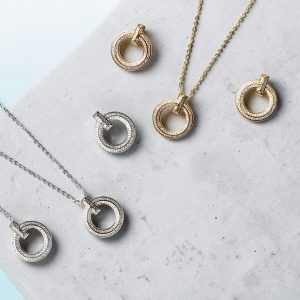Infinity Radiance Duo 14K Gold & Rhodium Plated Zirconia Pendant Set