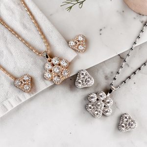 Celestia Duo Bloom 18K Gold & Rhodium Plated AAA Zirconia Pendant Set