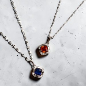 Aurora Gem Rhodium Plated Zirconia Pendant – Sapphire & Ruby