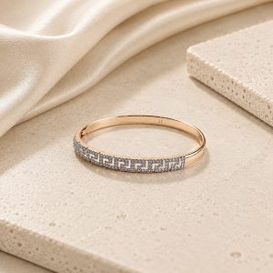 Aurevia Maze 18K Gold Plated Two-Tone Zirconia Bangle