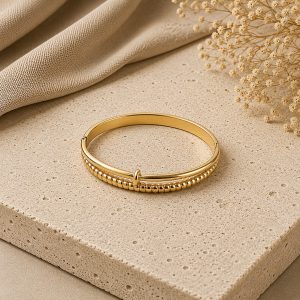 Elara Gleam Beaded Stainless Steel Bangle