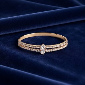 Lunara Twin-Drop 18K Gold Plated Zirconia Bangle