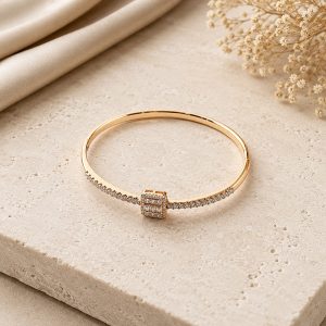 Solenne Gleam 18K Gold Plated Square Zirconia Bangle