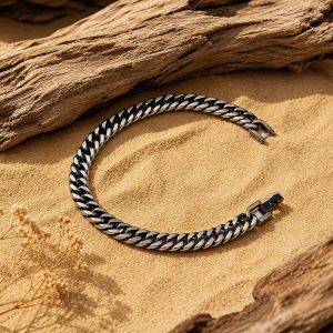 Draven Edge Stainless Steel Cuban Chain Bracelet for Men