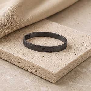 Onyx Maze Stainless Steel Black Bangle
