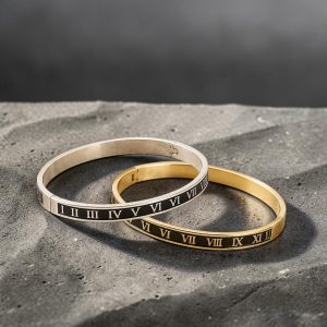 Chronos Roman Numeral Stainless Steel Bangle